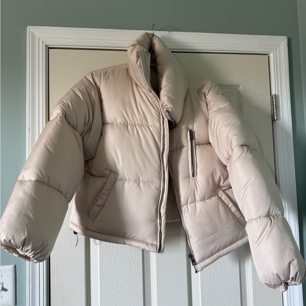 Vici Light Blush Cropped Puffer Jacket